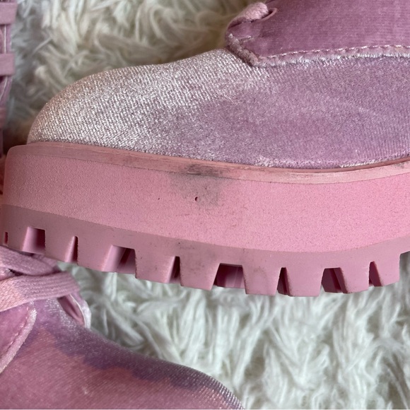 Sugar Thrillz Pink Velvet Obsidian Pocket Combat Boots | Dolls Kill - Picture 5 of 16